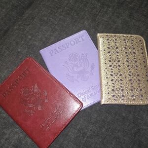 Amazon Red, Purple, and Gold Passport Holders